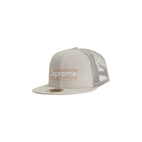 Supreme Box Logo Mesh Back New Era Hat (SS23) StoneSupreme Box Logo Mesh Back New Era Hat (SS23 ...