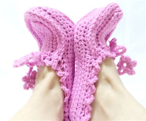 Pink Crochet Slippers Thick house slippers Pretty Feminine | Etsy