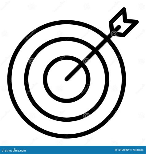 Arrow on Target Icon, Outline Style Stock Vector - Illustration of ...