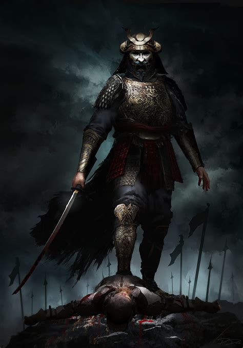 Samurai, armor, black, dark, dead, katana, man, mask, sword, guerra, HD phone wallpaper | Peakpx