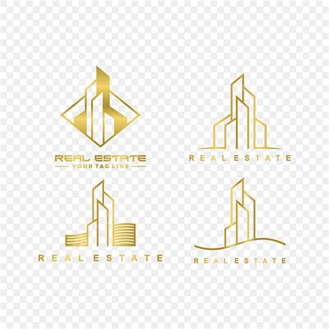 Logo Real Estates Vector Hd PNG Images, Real Estate Gold Color Logo Set, Modern, Building ...