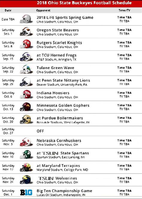 Osu Football Printable Schedule