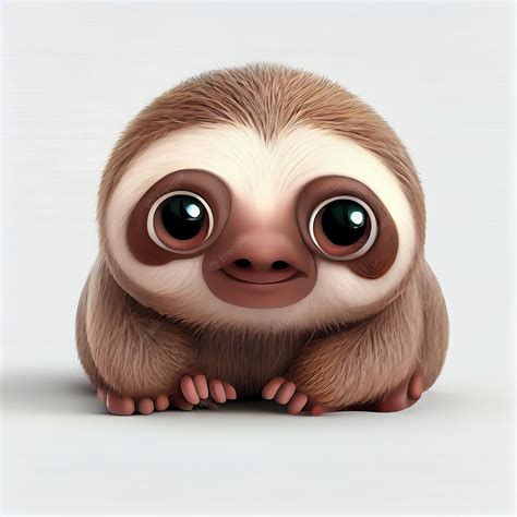 Premium Photo | Adorable baby sloth character isolated on white background generative ai