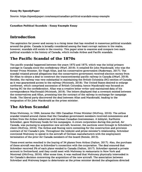 📌 Canadian Political Scandals - Essay Example | SpeedyPaper.com