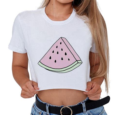 Aliexpress.com : Buy Fashion Summer Cute Loose Crop Top Fruits Kawaii Watermelon Tumblr Funny T ...