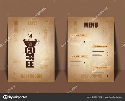 Coffee Cafe Menu Card design with front and back page view. Stock Vector by ©alliesinteract ...