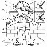Male Construction Worker Coloring Page For Kids Stock Illustration  sketch template