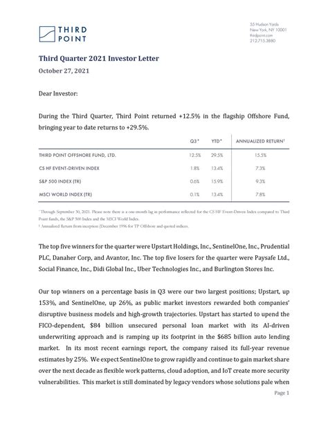 Third Point Q3 2021 Investor Letter | Seeking Alpha