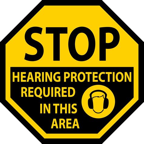 Hearing Protection Required Sign On White Background 11685879 Vector ...