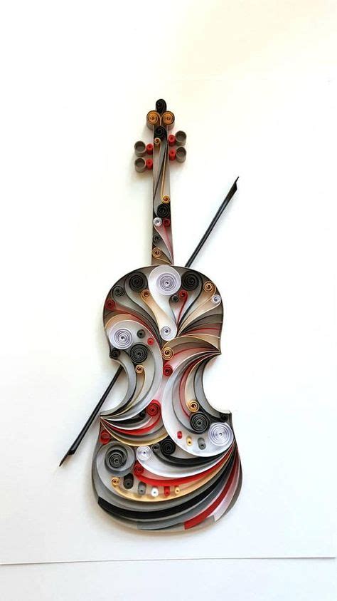 Handmade Quilling Paper Art with Violin. The violin is made with 8mm paper strips. Dimensions of ...