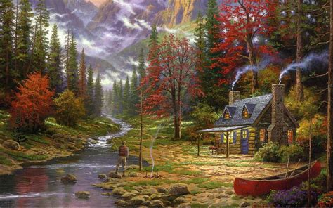 Thomas Kinkade Fall Wallpaper - WallpaperSafari