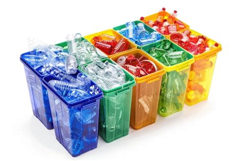 Premium Photo | Recycling box filled with clear plastic containers ...