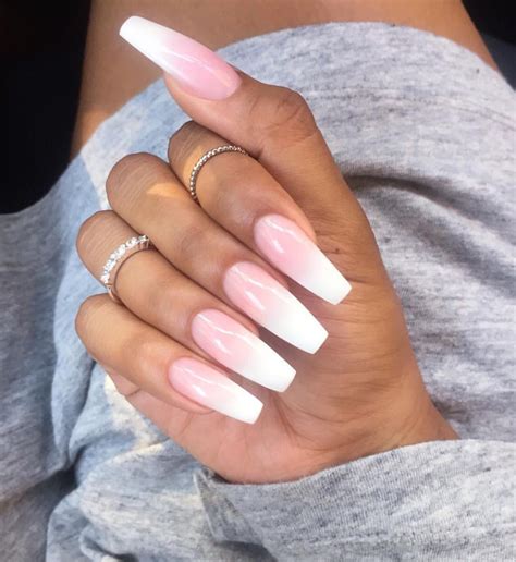 Classy Pink & White Ombré Nails | Ombre acrylic nails, Coffin nails ...