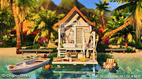 an image of a house on the water surrounded by palm trees and other ...