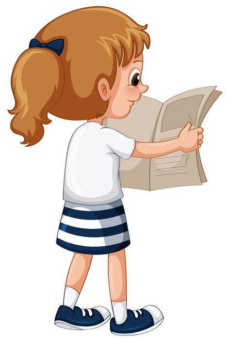 Little girl reading newspaper 455136 Vector Art at Vecteezy