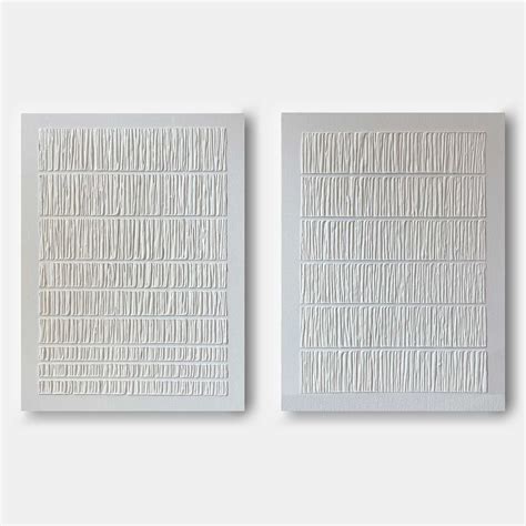 3D White Plaster Abstract Art Set Of 2 Plaster Painting On Canvas For ...