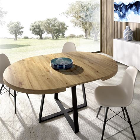 Mesa Comedor Extensible 110 Redonda Patas Métalicas nordic