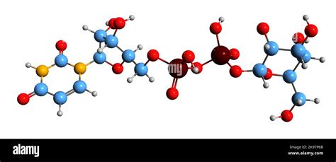 3D image of Uridine diphosphate glucose skeletal formula - molecular chemical structure of UDP ...