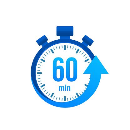 The 60 Minutes Stopwatch Vector Icon Stopwatch Icon In Flat Style Timer ...