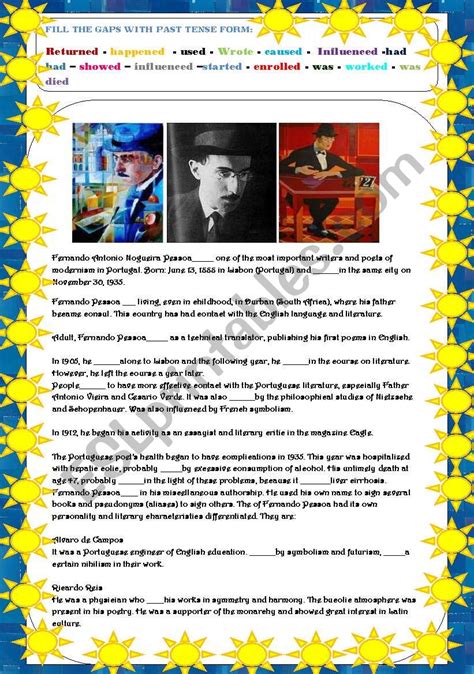 Fernando Pessoa Biography - ESL worksheet by paulinha77