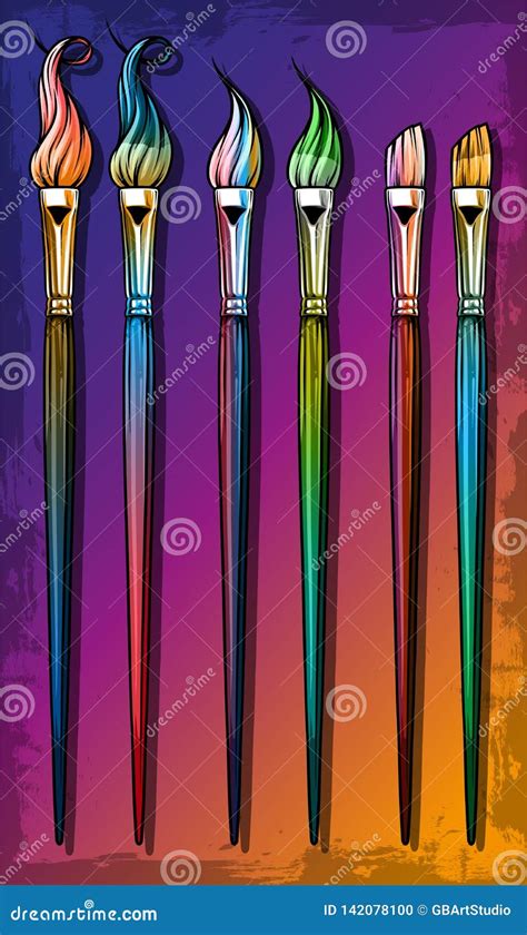 Cartoon Different Paint Brushes Vector Set | CartoonDealer.com #142078100