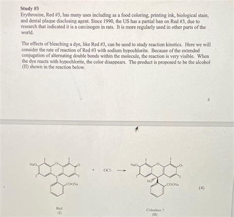 Solved Study #3 Erythrosine, Red #3, has many uses including | Chegg.com