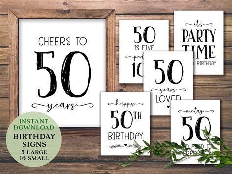 50th Birthday. Sign Bundle. Instant Download Printable. Cheers - Etsy