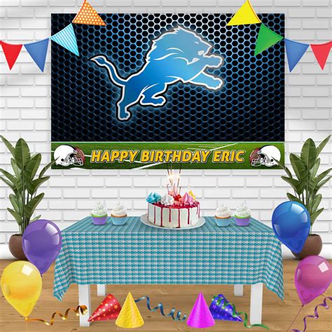 Detroit Lions Birthday Banner Personalized Party Backdrop Decoration ...