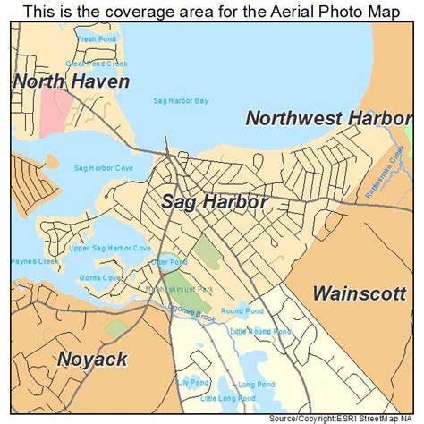 Aerial Photography Map of Sag Harbor, NY New York