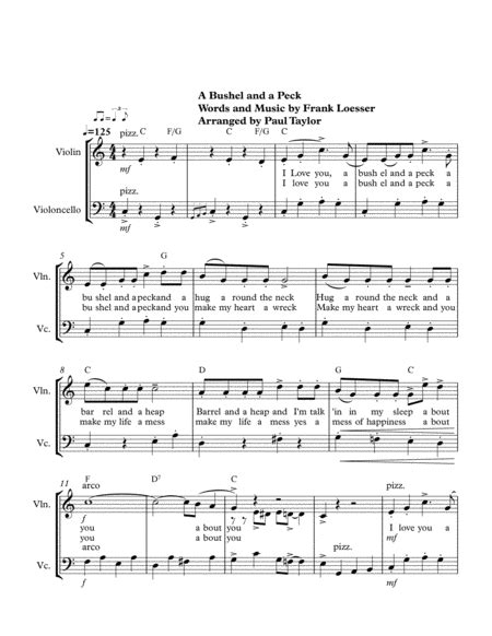 A Bushel And A Peck (arr. Paul Taylor) by Frank Loesser Sheet Music for String Ensemble at Sheet ...