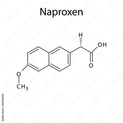 Naproxen molecular structure, flat skeletal chemical formula. NSAID ...