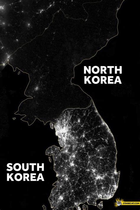 North Korea vs South Korea by night lights comparison | StareCat.com