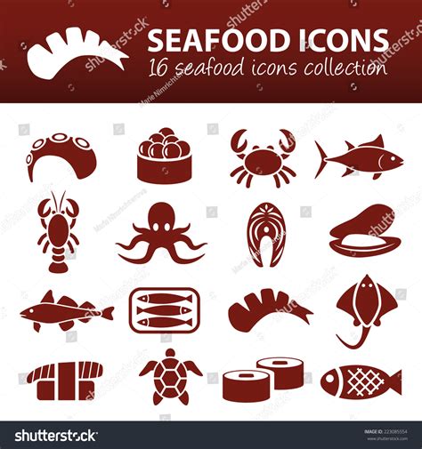 Seafood Icons Stock Vector (Royalty Free) 223085554 | Shutterstock