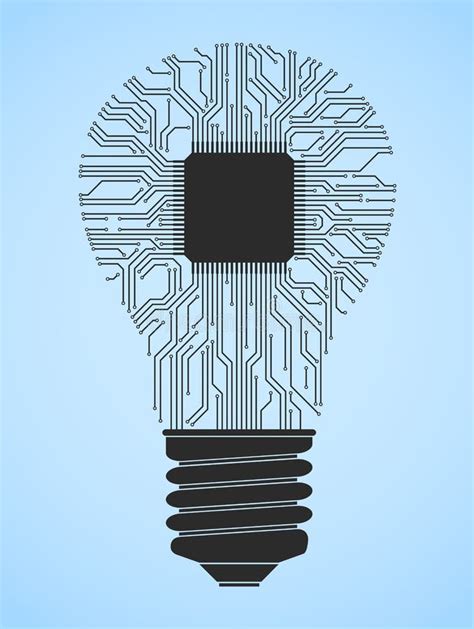 Computer light bulb stock vector. Illustration of circuit - 39741701