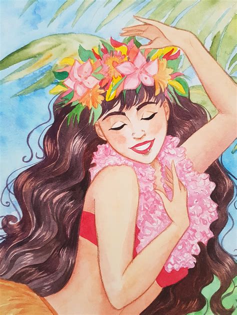 Hula Mädchen Kunst Original Gemälde Hawaiian Mädchen Hula | Etsy