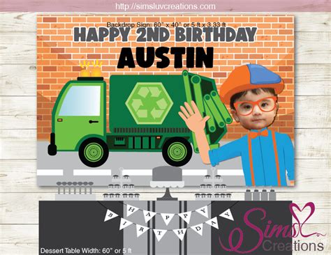 Large Blippi Garbage Truck Cutout Prop, Blippi Backdrop, Blippi Birthday Party Decoration ...