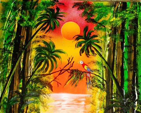 This is a tropical rain forest at sunset 11" x 14" tropical wall decor - pinned by pin4etsy.com ...