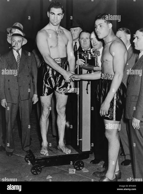 Joe Louis and Max Schmeling weigh in for 1936 match. Schmeling won the ...