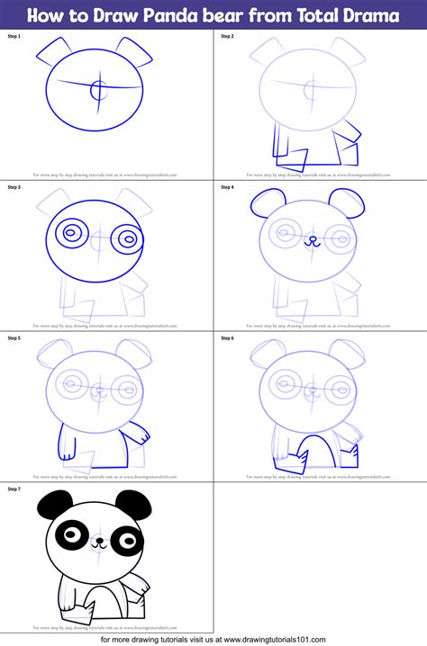 How to Draw Panda bear from Total Drama printable step by step drawing ...