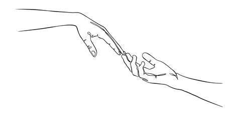 two hands reaching out one line vector illustration 5691141 Vector Art ...