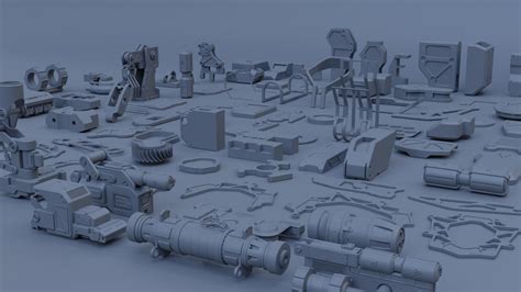 60 Sci Fi kitbash 3D model | CGTrader