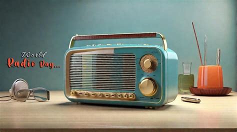 Premium PSD | A vintage radio set rendered in 3d concept by world radio day