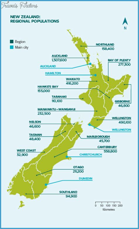 New Zealand Population Map - TravelsFinders.Com