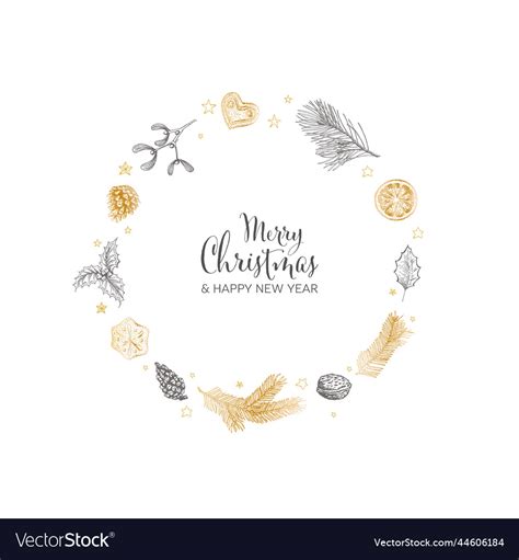 Vintage christmas card with wreath Royalty Free Vector Image