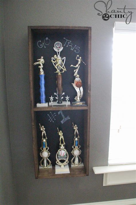 DIY Trophy Case for a Teen Boy Room - Shanty 2 Chic