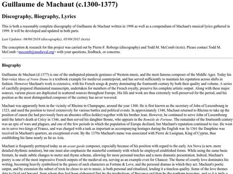 Guillaume De Machaut: Discography, Biography, Lyrics Handout for 9th ...