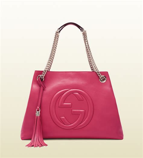 Gucci Soho Shocking Pink Leather Shoulder Bag in Pink | Lyst