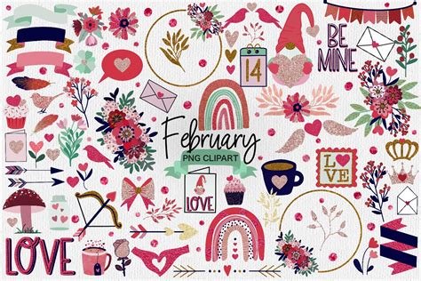 February Clipart | Valentines Clipart Graphic by illuztrate · Creative ...