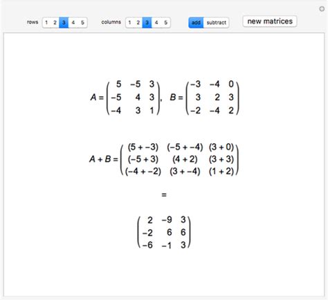 Matrix Addition and Subtraction - Wolfram Demonstrations Project