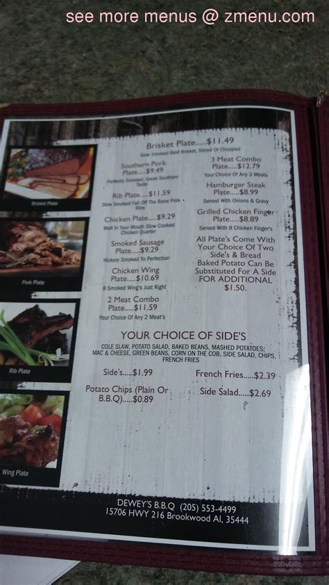 Online Menu of Deweys BBQ & Grill Restaurant, Brookwood, Alabama, 35444 ...